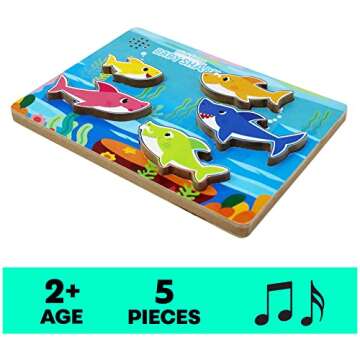 Spin Master Games, Pinkfong Baby Shark Musical Wooden Sound Puzzle, Plays Viral Song, Baby Shark Tod...