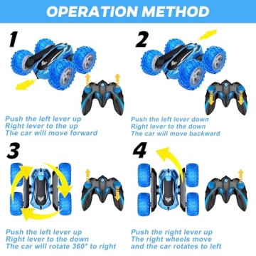 KKONES 2.4GHz RC Stunt Car with LED Lights for Kids