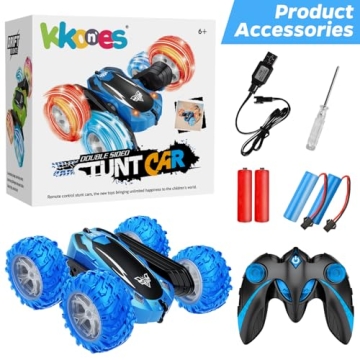 KKONES 2.4GHz RC Stunt Car with LED Lights for Kids