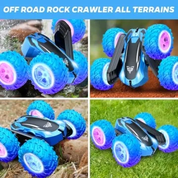 KKONES 2.4GHz RC Stunt Car with LED Lights for Kids