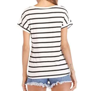 Haola Women's Striped Summer Casual Blouse in Black White