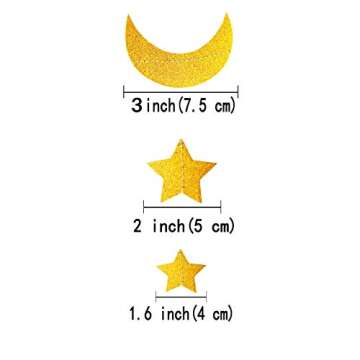 Glitter Gold Twinkle Stars Crescent Paper Garlands Hanging Decorations Honey Moon Wedding Engagement...