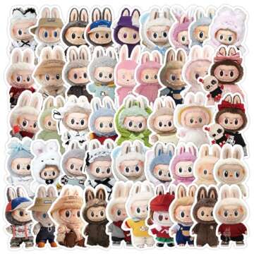 50pcs Labubu Cartoon Stickers - Fun Waterproof Decals for All Ages