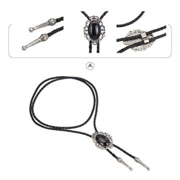 GelConnie Bolo Tie for Men Western Cowboy Leather Neck Tie Bolo Necklace Gothic Bow Tie Thanksgiving Halloween Tie Western Jewelry for Men Women
