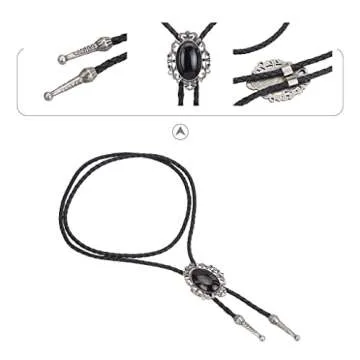 GelConnie Bolo Tie for Men Western Cowboy Leather Neck Tie Bolo Necklace Gothic Bow Tie Thanksgiving Halloween Tie Western Jewelry for Men Women