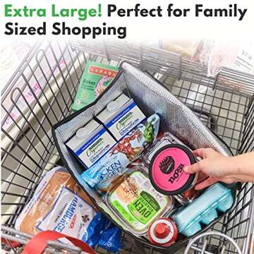 XL Insulated Reusable Grocery Bags (2-Pack) - Premium Quality Cooler Bags with Hard Bottom Insert - Stands Upright, Machine Washable, Sturdy Zipper - Insulated Bag for Warm or Cold Food Delivery Bag