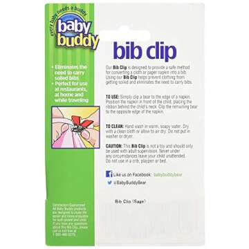 Baby Buddy Bib Clip, Newborn Must Have and Travel Essential, Turn any Cloth, Towel, or Napkin into a...