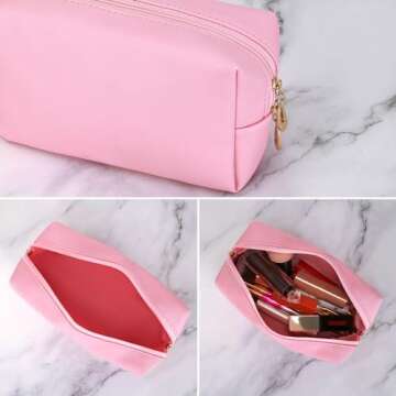 HAOGUAGUA Makeup Bag Pouch Purse Organizer Waterproof Travel Cosmetic Organizer for Women Medium Size (Pink)