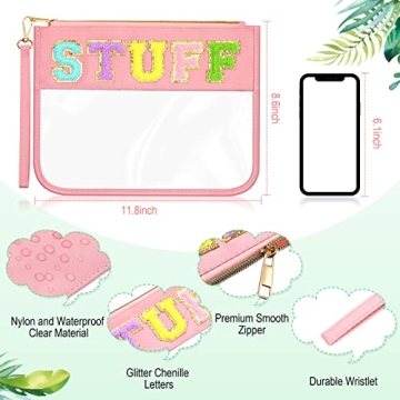 Remerry 4 Pack Chenille Letter Bags Waterproof Glitter Monogram