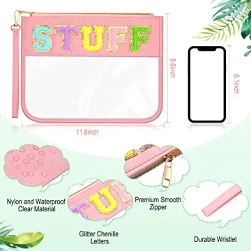 Remerry 4 Pack Chenille Letter Bags Waterproof Glitter Monogram