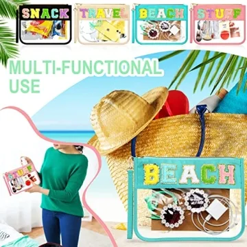 Remerry 4 Pack Chenille Letter Bags Waterproof Glitter Monogram