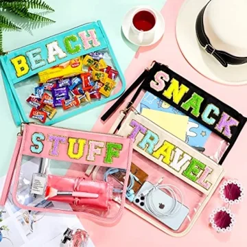 Remerry 4 Pack Chenille Letter Bags Waterproof Glitter Monogram