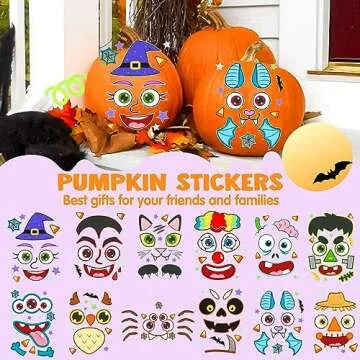 54 Pcs Halloween Pumpkin Stickers for Creative Fun