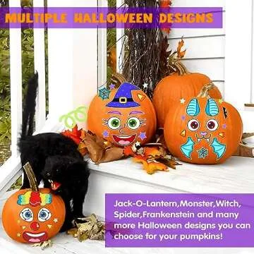 54 Pcs Halloween Pumpkin Stickers for Creative Fun