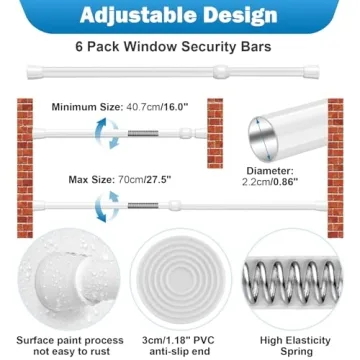 Artoshin Adjustable Window Security Bars 6 Pack