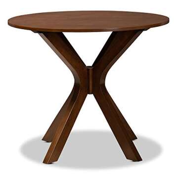 Baxton Studio Kenji Modern and Contemporary Walnut Brown Finished 35-Inch-Wide Round Wood Dining Tab...