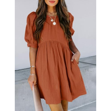 Dokotoo Womens Cute Simple Summer Dress with Pockets