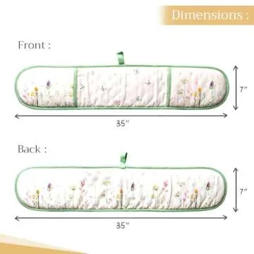 Maison d' Hermine Double Cooking Gloves 100% Cotton Double Oven Mitt 7"x35" with Hanging Loop, Heat Resistant, BBQ, Cooking, Baking, Grilling, Botanical Fresh - Spring/Summer