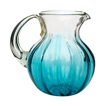 Amici Home Rosa Light Blue Pitcher | Authentic Mexican Handmade Drinkware | Glass Jug for Margaritas...