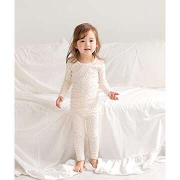 AVAUMA Baby Boys Girls Pajama Set 6M-7T Kids Cute Toddler Snug fit Pattern Design Pjs Cotton Sleepwear Flower Pattern (Momo.Ivory.S)