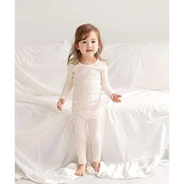 AVAUMA Baby Boys Girls Pajama Set 6M-7T Kids Cute Toddler Snug fit Pattern Design Pjs Cotton Sleepwear Flower Pattern (Momo.Ivory.S)