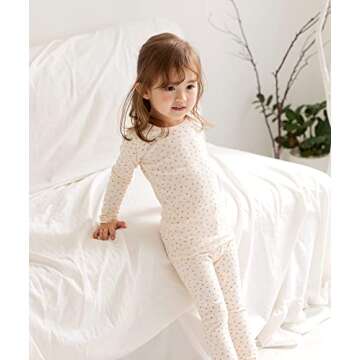 AVAUMA Baby Boys Girls Pajama Set 6M-7T Kids Cute Toddler Snug fit Pattern Design Pjs Cotton Sleepwear Flower Pattern (Momo.Ivory.S)