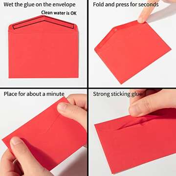 120 Pack Mini Envelopes Pink Small Envelopes Tiny Pockets with Gummed Flap for Valentine's Day Business Cards Small Gift Cards, 4.13"×2.76",(4 Colors, 30 for Each Color)