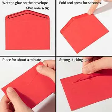 120 Pack Mini Envelopes Pink Small Envelopes Tiny Pockets with Gummed Flap for Valentine's Day Business Cards Small Gift Cards, 4.13"×2.76",(4 Colors, 30 for Each Color)