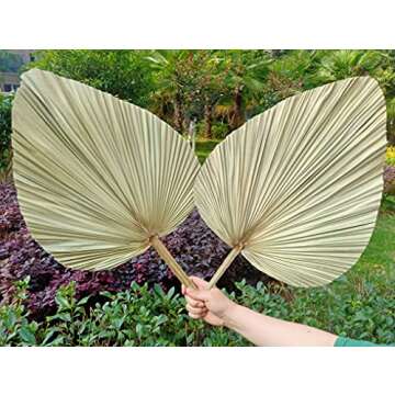 23" H x 15" W Giant Tropical Dried Palm Leaves, Large Palm Fan Leaves for Wedding Home Decor, Set of...