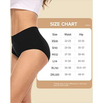 PULIOU Period Underwear for Women Heavy Flow High Waisted Menstrual Panties Teens Cotton Postpartum Hipster 3 Pack Black