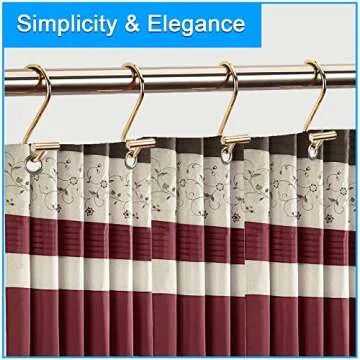 Actpe Decorative Shower Curtain Hooks Rust Proof for Bathroom, Metal, 12pcs Premium Rust Resistant Hooks Glide Shower Ring Hang Holder T Shape Hooks for Living Room (Gold)