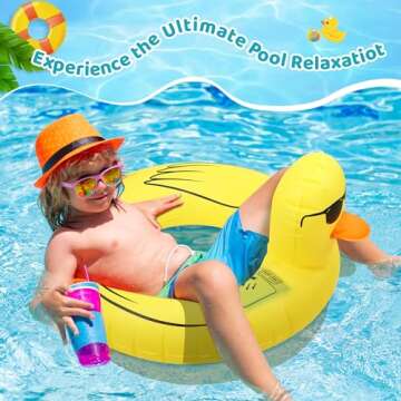 BelaRola Duck Pool Float with Lights, Solar Powered LED Color Changing Summer Pool Essentials Inflatable Pool Floats Duck Swimming Pool Tubes for Adults