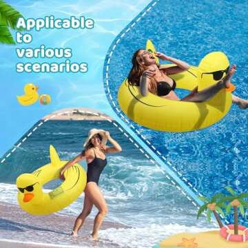 BelaRola Duck Pool Float with Lights, Solar Powered LED Color Changing Summer Pool Essentials Inflatable Pool Floats Duck Swimming Pool Tubes for Adults