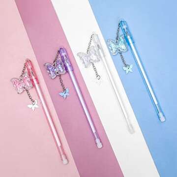 HomeSoGood 4Pcs Cute Butterly Gel Pen Set for Office