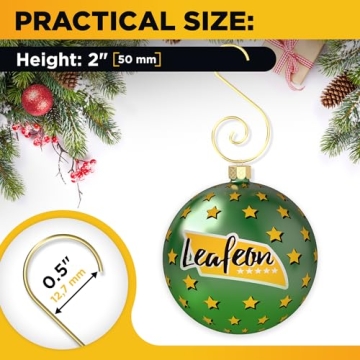 Gold Christmas Ornament Hooks - 120 Pack of S-Shaped Hangers