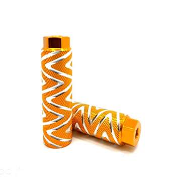 Mantain 4 PCS Bike Pegs, 4" Length Aluminum Alloy Cylinder Anti-Skid S Stripes Fit 3/8 inch Axles (Gold)