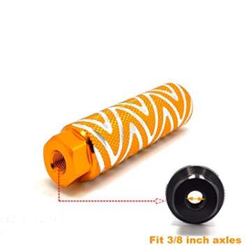 Mantain 4 PCS Bike Pegs, 4" Length Aluminum Alloy Cylinder Anti-Skid S Stripes Fit 3/8 inch Axles (Gold)