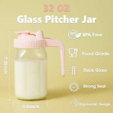 32oz V-shaped Pour Spout Glass Pitcher - Leak-proof & Versatile