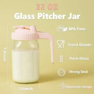 32oz V-shaped Pour Spout Glass Pitcher - Leak-proof & Versatile