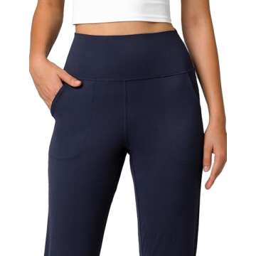 Colorfulkoala Women's High Waisted Joggers with Pockets Full Length Sweatpants & Lounge Pants (M, Navy)
