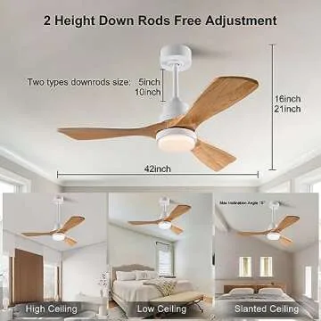XBIBI 42 Inch Ceiling Fan with Light Remote Control - Stylish Wood Design