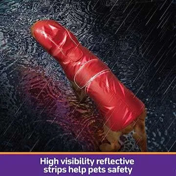 Kimee Dog Raincoat Reversible, Single Side Slicker Poncho Adjustable Waterproof Dog Rain Jacket with Leash Hole/Reflective Stripe Hooded Snowproof Windproof Clothes for Small to 3X-Large Dogs, L