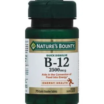 Nature’s Bounty Vitamin B12 2500 mcg, Cellular Energy Support, For Energy Metabolism, Heart & Nerv...