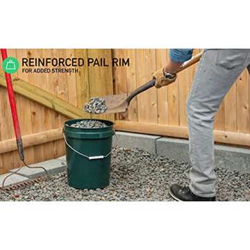 United Solution ECOSense 5 Gallon Bucket, Heavy Duty, Comfortable Handle, Perfect for on The Job, Home Projects, or Cleaning; Made from 90% Recycled Materials.100% Recyclable (Pack of 3)