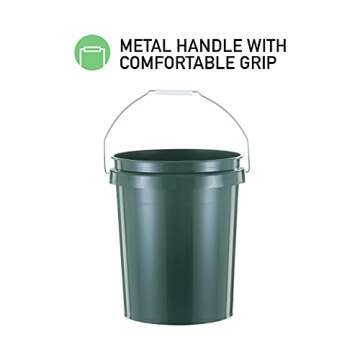 United Solution ECOSense 5 Gallon Bucket, Heavy Duty, Comfortable Handle, Perfect for on The Job, Home Projects, or Cleaning; Made from 90% Recycled Materials.100% Recyclable (Pack of 3)