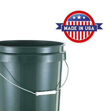 United Solution ECOSense 5 Gallon Bucket, Heavy Duty, Comfortable Handle, Perfect for on The Job, Home Projects, or Cleaning; Made from 90% Recycled Materials.100% Recyclable (Pack of 3)