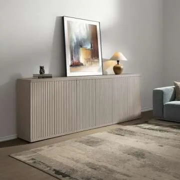 SICOTAS Buffet Cabinet with Storage Accent Sideboard Modern Credenza with Doors & Shelves Fluted Media Console Mid Century Coffee Bar Table for Living Room Kitchen Dining Room Hallway(3PCS)