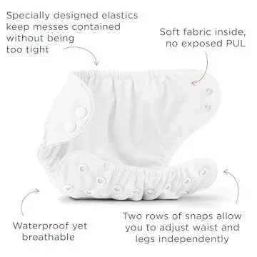 Esembly Cloth Diaper Bundle Set, 3 Organic Absorbent Inners and 1 Waterproof Diaper Cover, Blowout-Proof Reusable Washable Diapers with Snap Closure, Size 2 (18-35lbs), Sea Salt