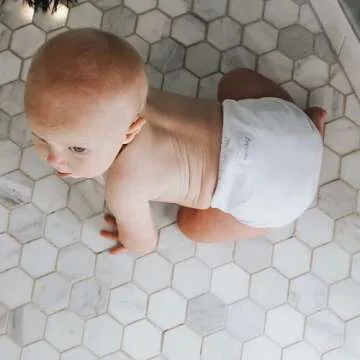 Esembly Cloth Diaper Bundle Set, 3 Organic Absorbent Inners and 1 Waterproof Diaper Cover, Blowout-Proof Reusable Washable Diapers with Snap Closure, Size 2 (18-35lbs), Sea Salt