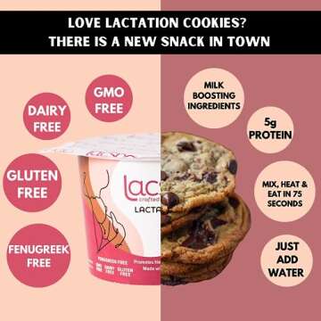 Lacsnac Lactation Cookie Cup Variety Pack - Chocolate Chip Bliss, Lotsa Chocolate, S'mores (1.8 oz, Pack of 6) for Nursing Moms - Made With Flax Seeds, Brewer’s Yeast, Spinach - Promotes Lactation
